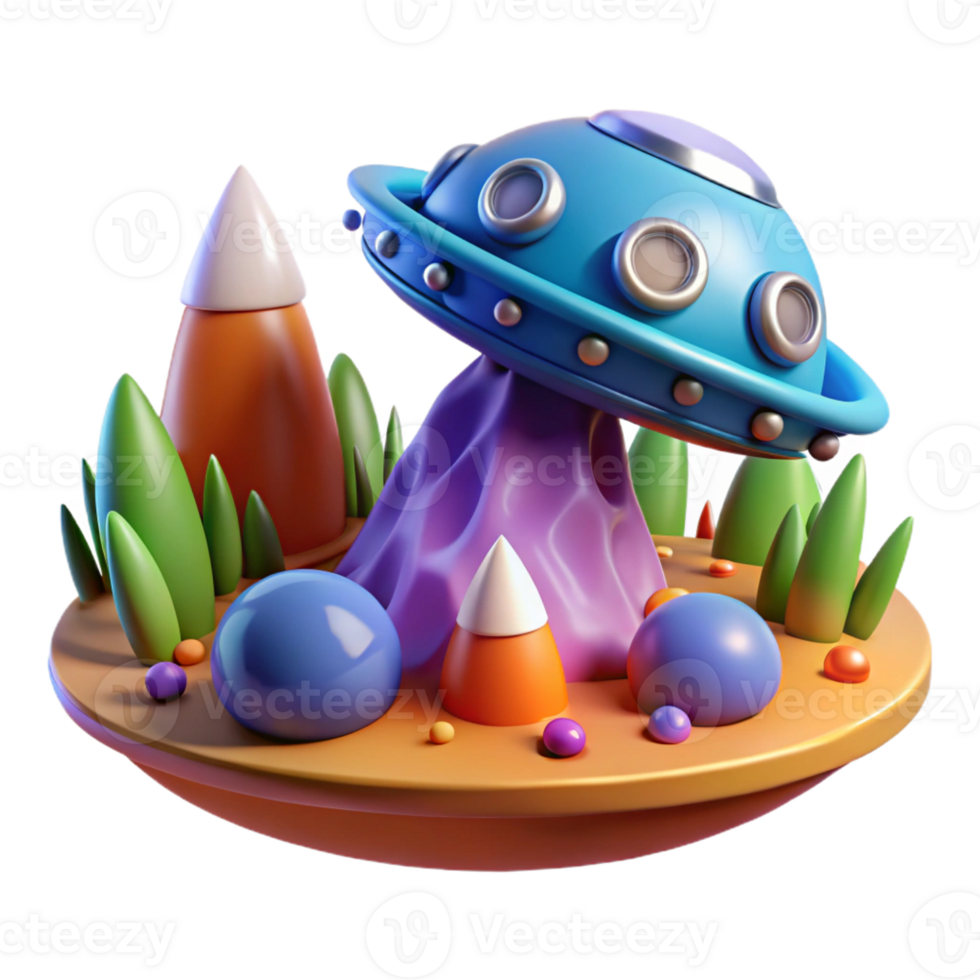 impressive modern A spaceship landing on a lush, alien planet, vibrant and colorful, realistic style 4K png
