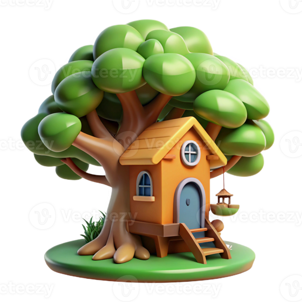 stunning minimalist A whimsical treehouse nestled in the branches of a giant tree, dappled sunlight, fairytale style authentic png