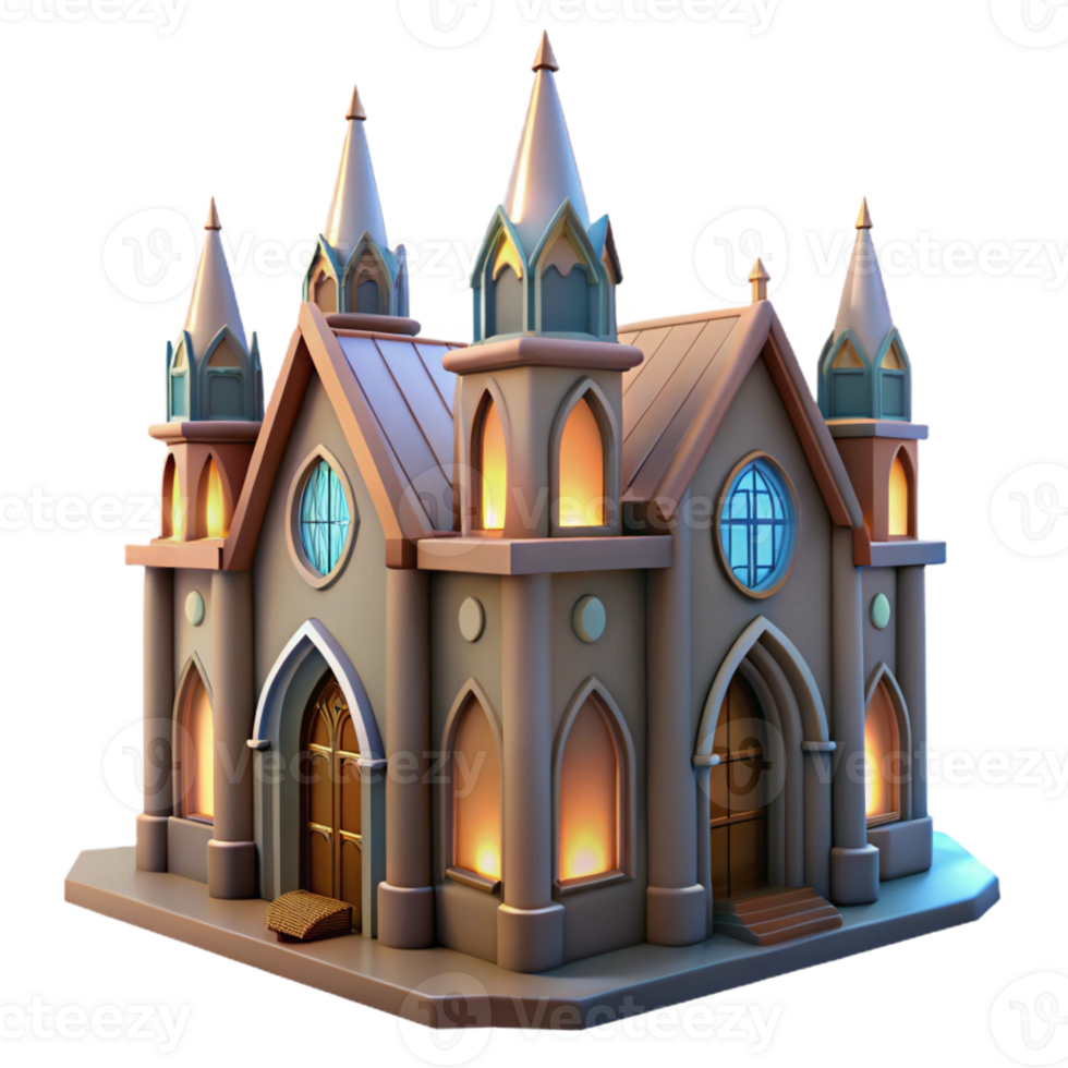 impressive contemporary A medieval cathedral, stained glass windows, soaring arches, soft lighting, spiritual atmosphere detailed png