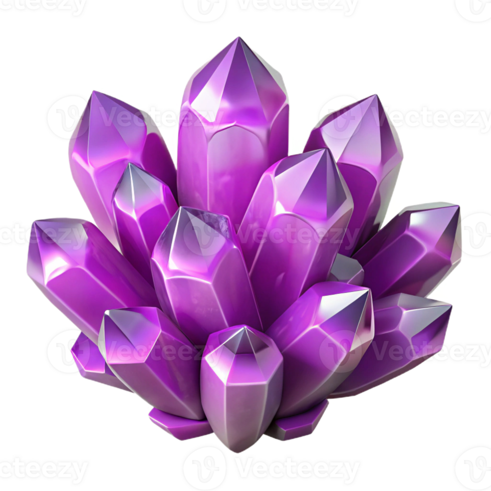 serene creative A cluster of crystalline structures, resembling amethyst geodes, with internal, refracted light detailed png