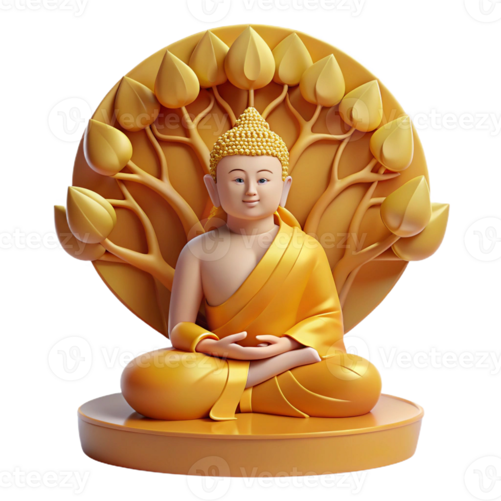 wonderful minimalist A serene Buddha meditating beneath the Bodhi tree, bathed in golden sunlight filtering through the leaves, traditional Tibetan Thangka painting style, soft lighting, 4K png