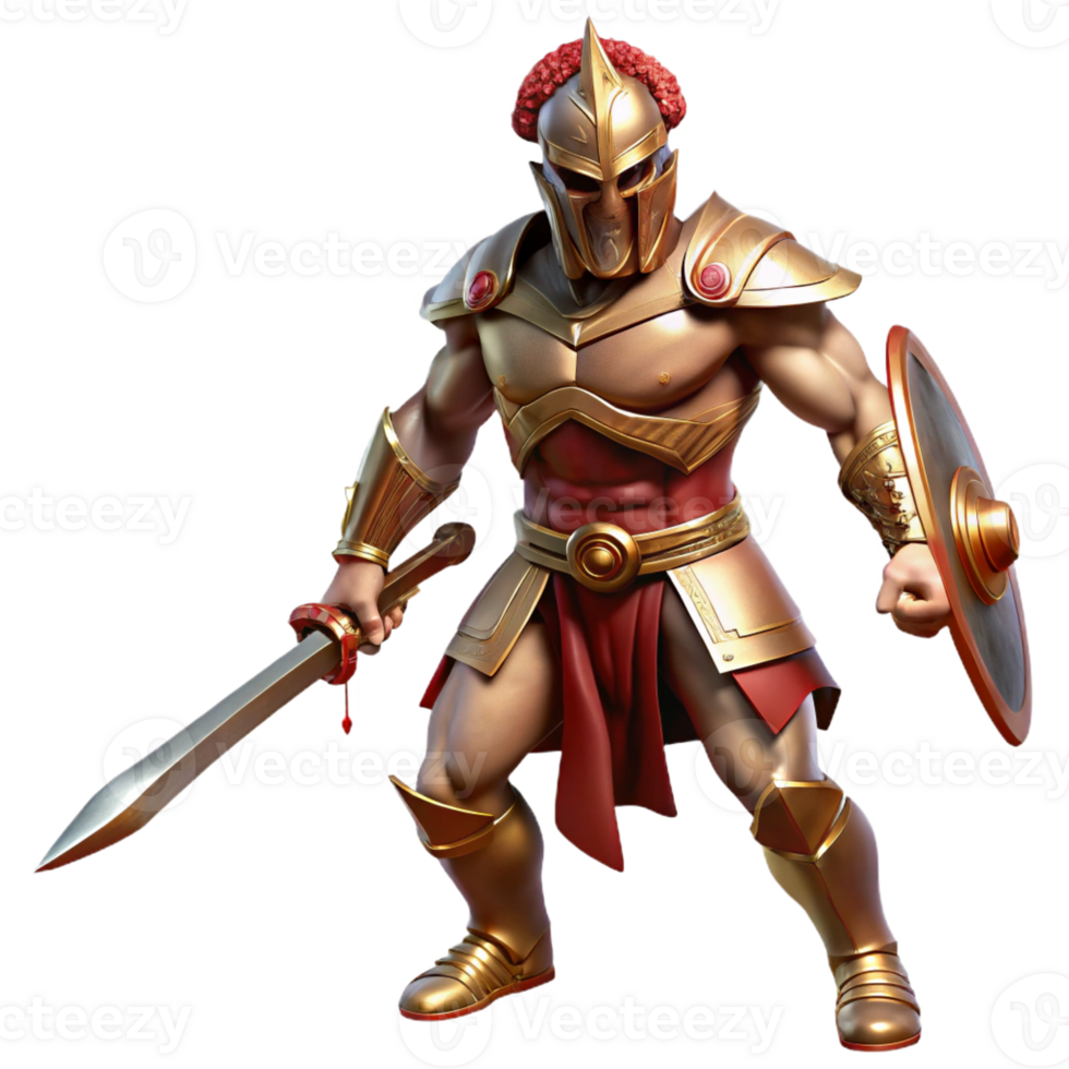 impressive vintage Ares, God of War, clad in bronze armor and wielding a bloodstained sword, chiaroscuro lighting, realistic style premium png