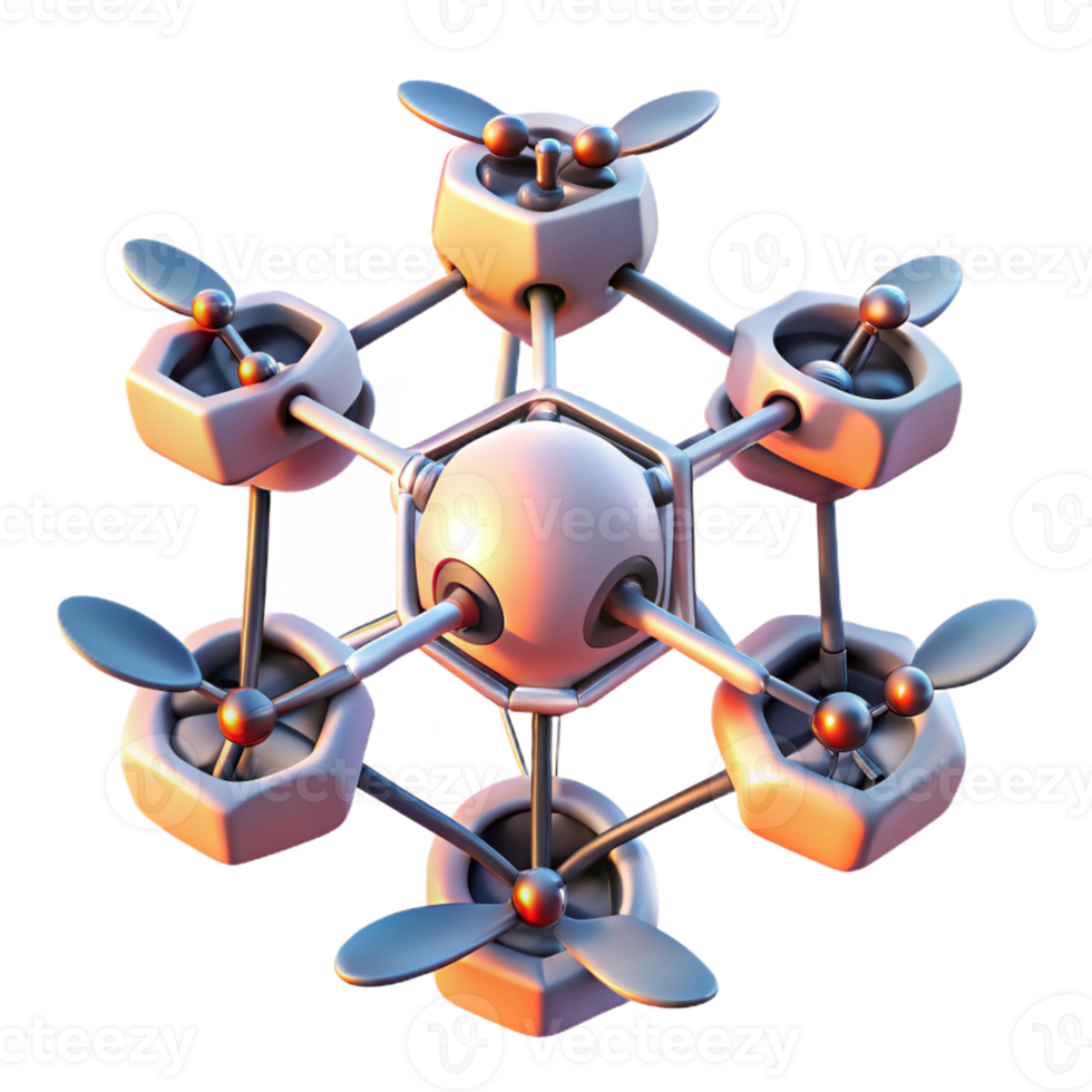 impressive artistic A group of drones forming a complex geometric pattern in the sky, minimalist style, sunset lighting 4K png