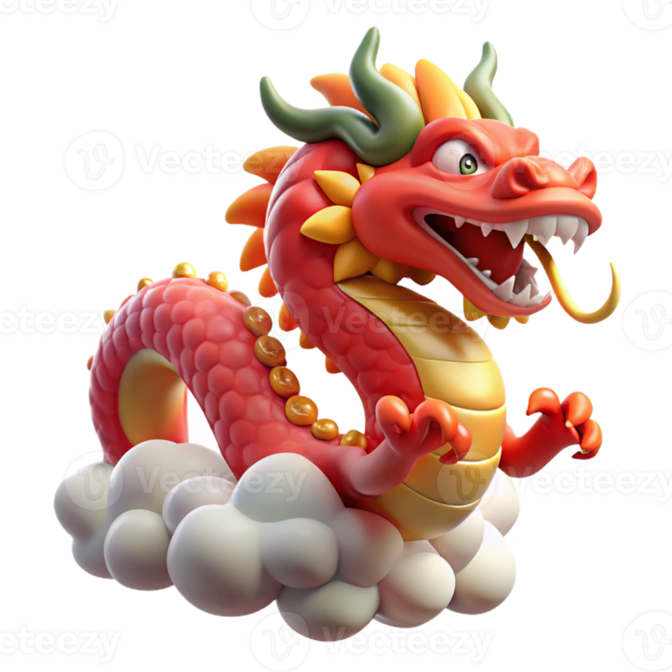 magnificent creative A benevolent dragon from Chinese mythology, soaring through the clouds, vibrant colors, traditional Chinese painting style genuine png