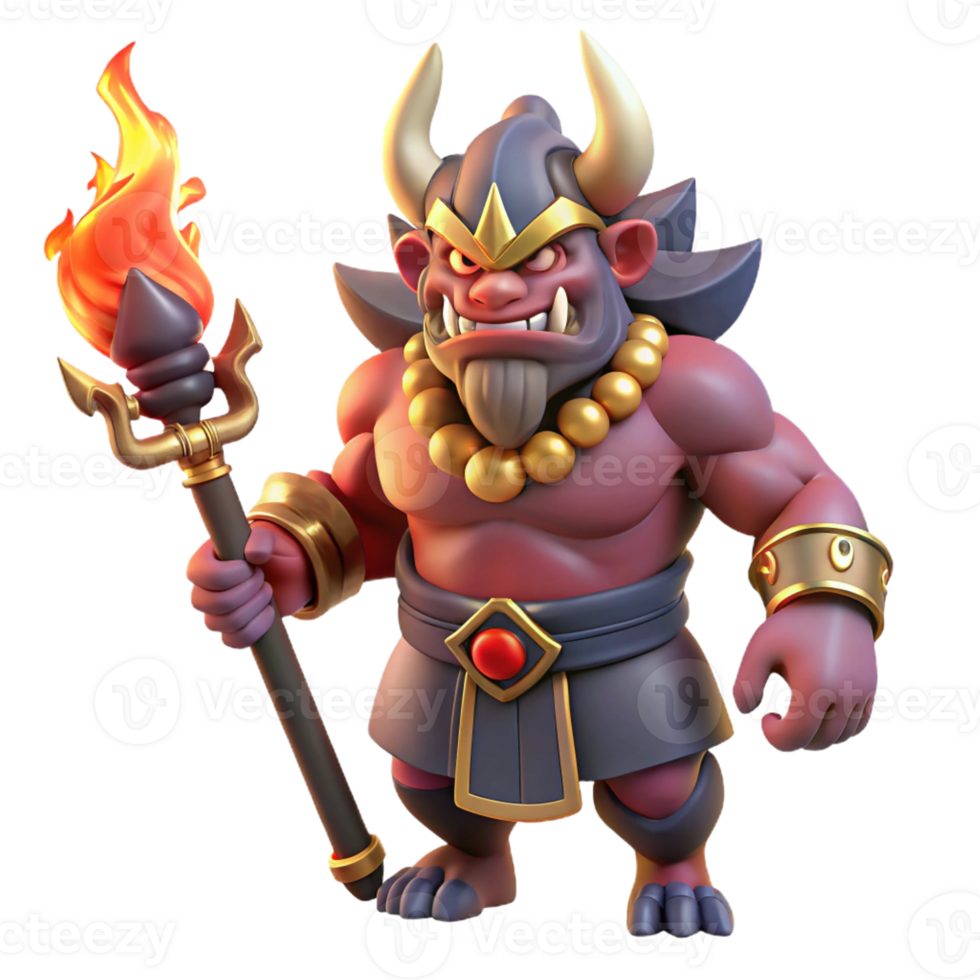 elegant classic A powerful oni wielding a kanabo club, firelight, Japanese folklore style professional png