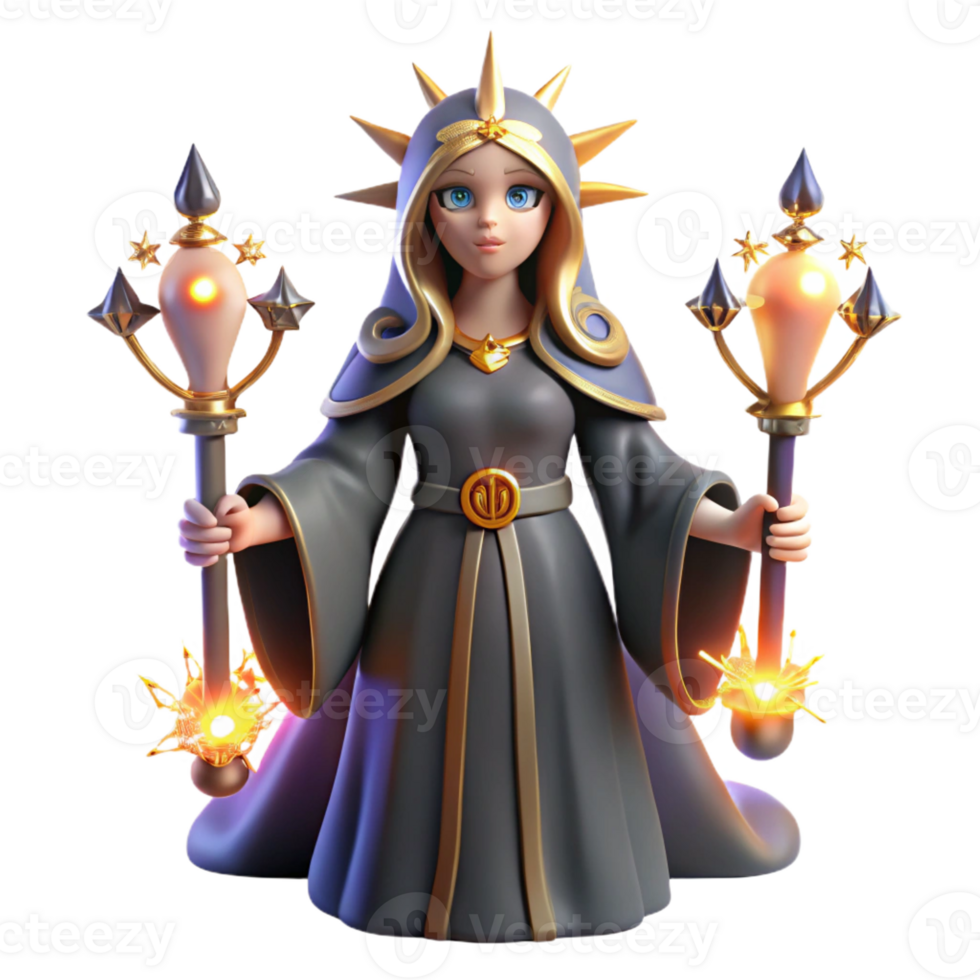 beautiful abstract Hecate, goddess of witchcraft, surrounded by glowing will-o'-the-wisps in a dark forest, occult style authentic png
