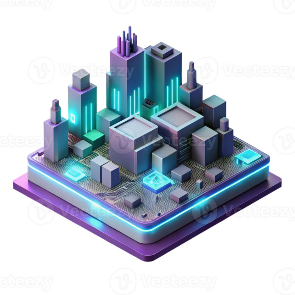 extraordinary rustic A microscopic view of a circuit board forming a city, glowing neon lines, cyberpunk style, highly detailed, professional png