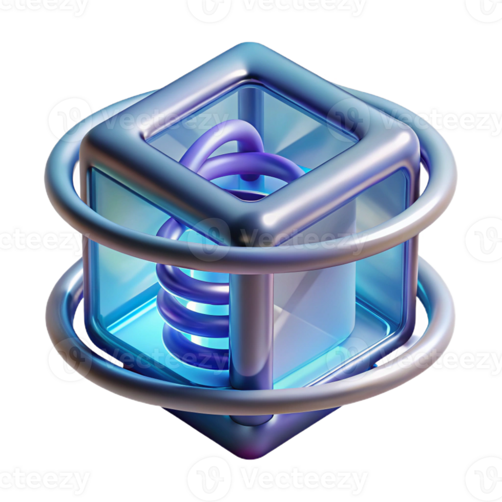 elegant modern A levitating transparent cube displaying a rotating DNA helix, futuristic style, soft lighting authentic png