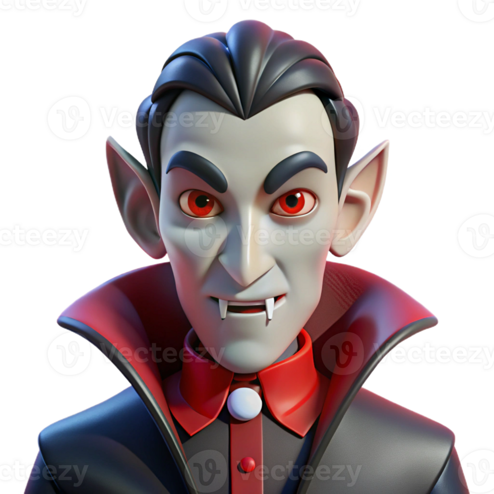 serene modern Portrait of an elegant vampire with piercing red eyes and pale skin, dark, gothic lighting, gothic horror style, genuine png