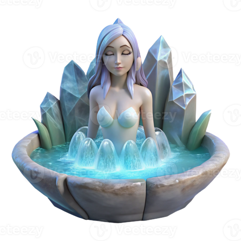 extraordinary vintage A ethereal nymph bathing in a crystal-clear waterfall, soft diffused light, fantasy art style detailed png