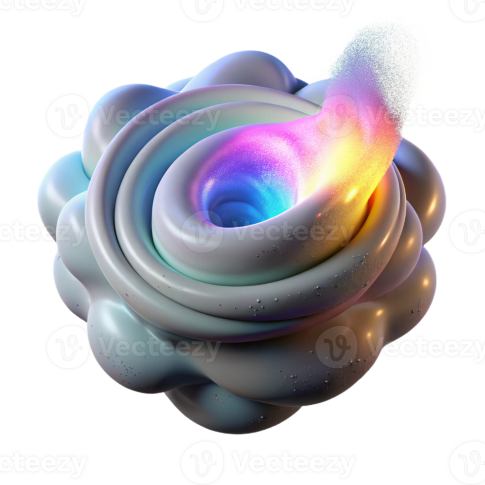 stunning modern A cloud of iridescent dust particles, swirling in a vortex, lit by a hidden, multicolored light source high resolution png