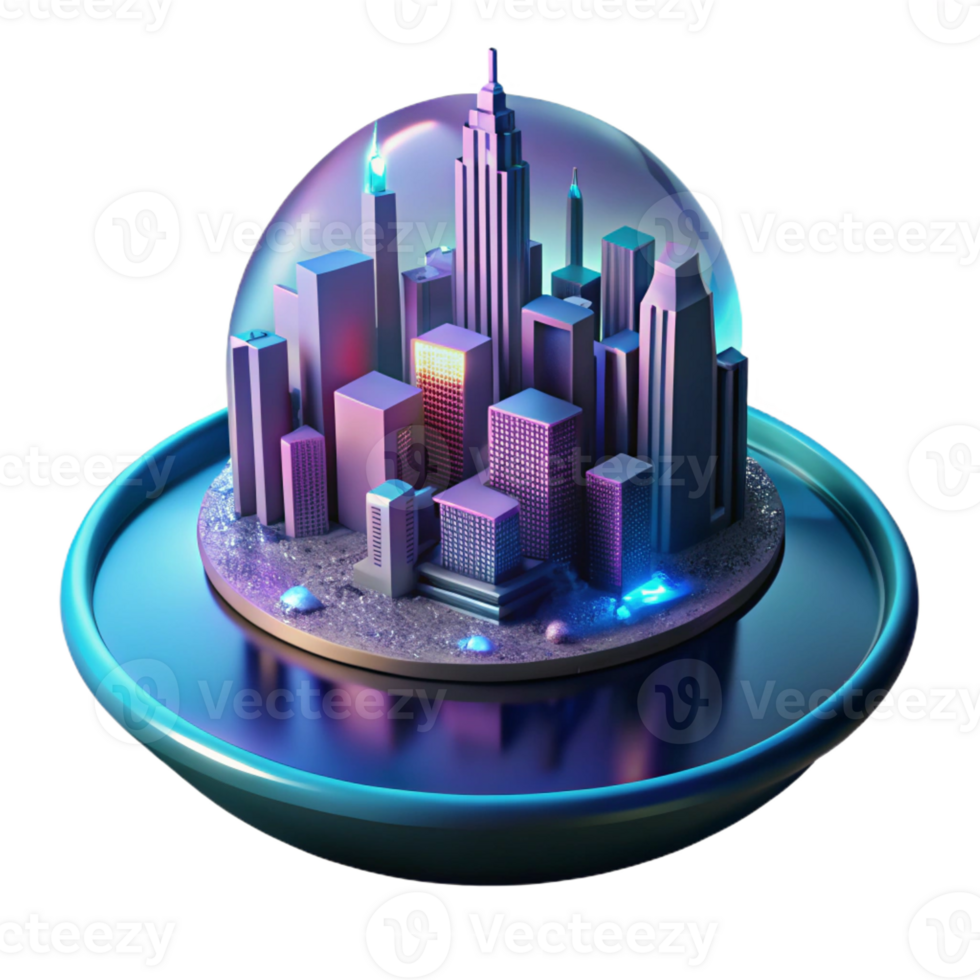 vibrant artistic A futuristic city skyline reflected in a rain puddle, cyberpunk aesthetic, neon lights and reflections premium png