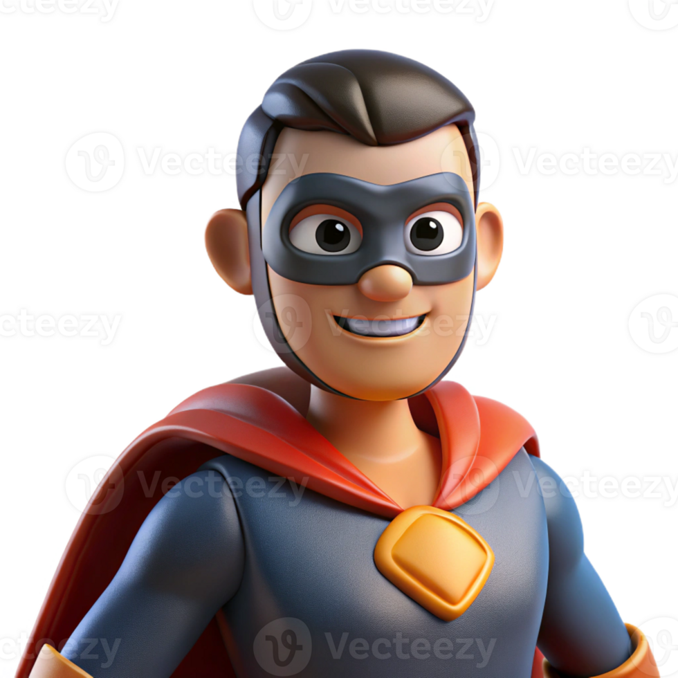 vibrant minimalist A superhero with a mask and cape, a determined expression, dramatic comic book lighting, superhero style genuine png