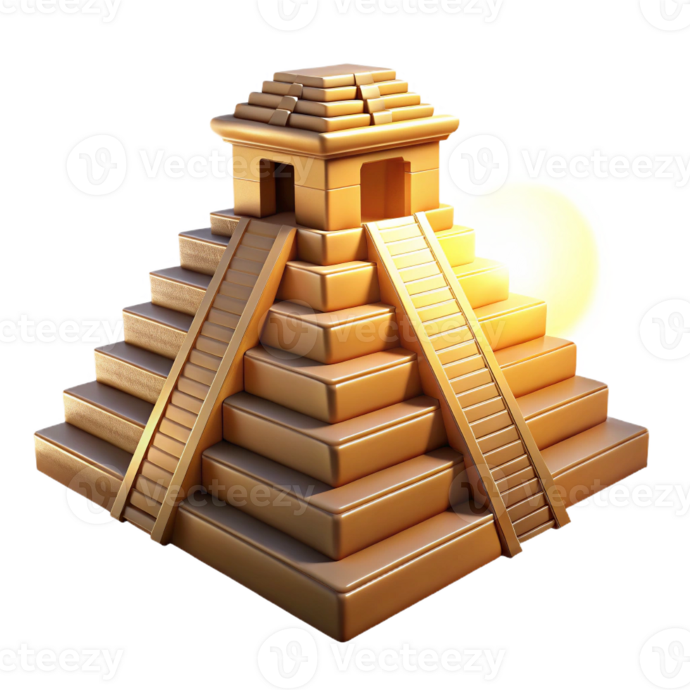 serene contemporary A Mayan pyramid, intricate carvings, lush jungle setting, bright sunlight, ancient civilization theme high resolution png