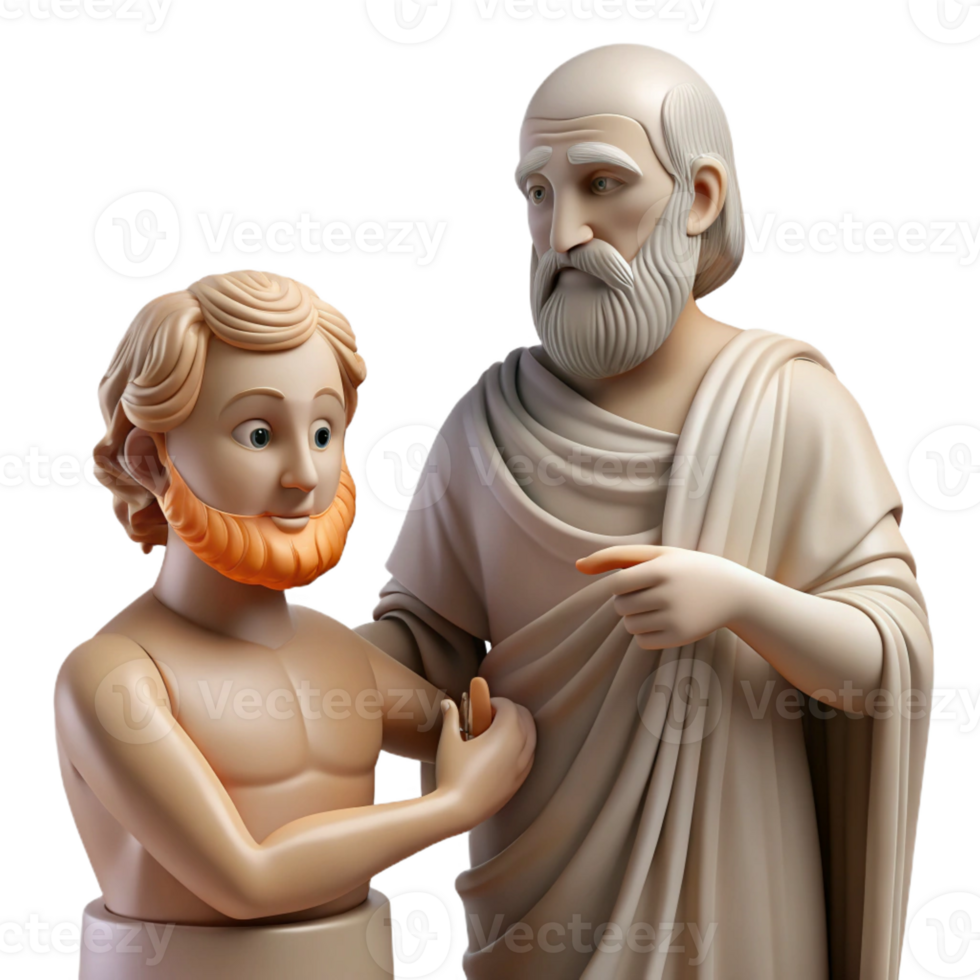 magnificent minimalist A wise Nestor advising Agamemnon, stoic pose, classical Greek sculpture style, soft natural light high resolution png