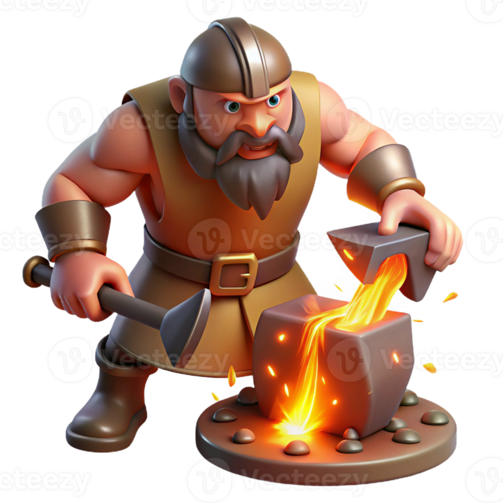 wonderful minimalist A powerful Cyclops forging a thunderbolt, intense firelight, realistic style professional png