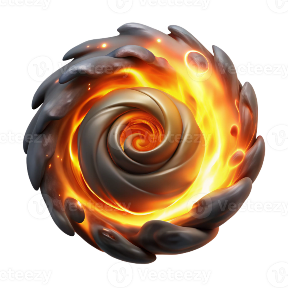 extraordinary minimalist A swirling vortex of smoke and fire, illuminated by a dramatic, contrasting light, fantasy art style authentic png