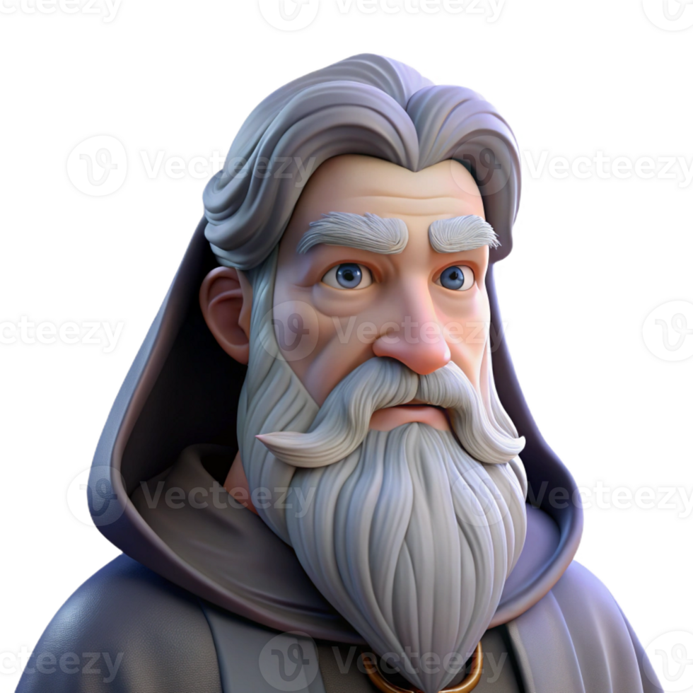 magnificent modern Portrait of a wise old wizard with a long white beard, soft candlelight, fantasy art style high quality png