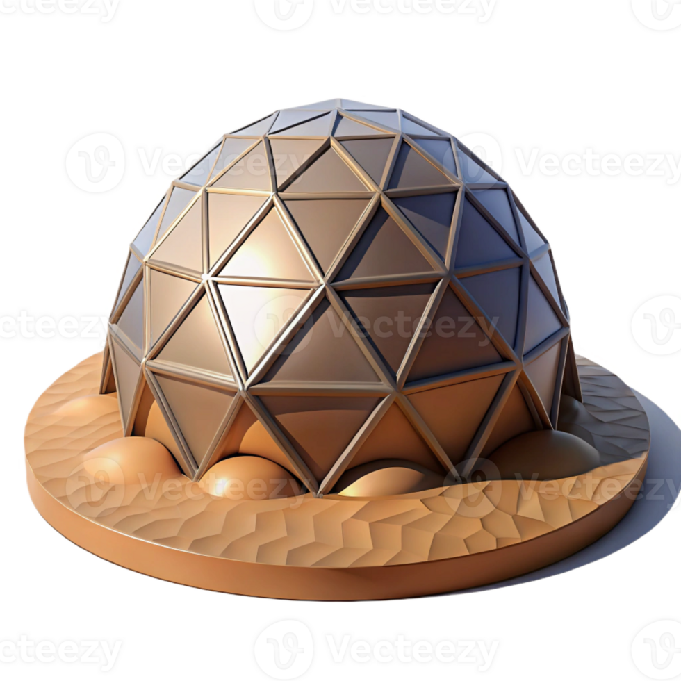 serene classic A geodesic dome, futuristic design, desert landscape, bright sunlight, minimalist style 4K png