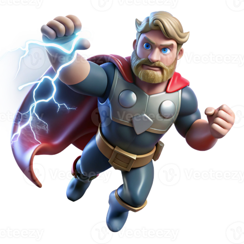 dramatic minimalist Thor summoning lightning, dramatic sky, comic book style detailed png