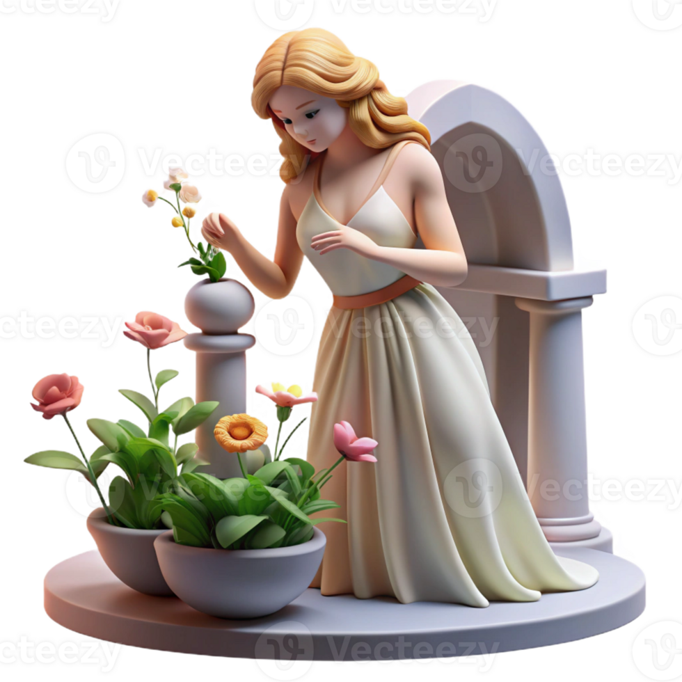 magnificent vintage A beautiful Persephone picking flowers in the underworld, contrasting light and shadow, Pre-Raphaelite style original png