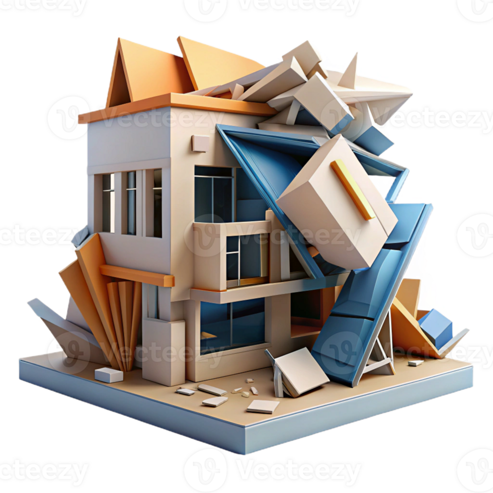 wonderful creative A Deconstructivist building, fragmented shapes, clashing materials, chaotic, dynamic style high resolution png