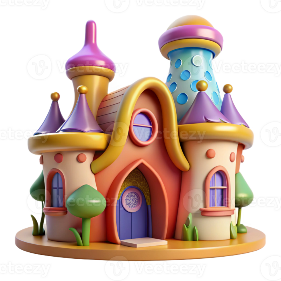 magnificent abstract A Gaudi-inspired house, organic shapes, vibrant colors, whimsical, playful style high quality png