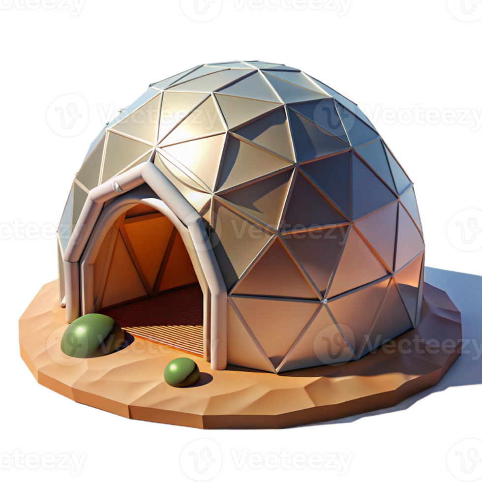 beautiful vintage A geodesic dome, futuristic design, desert landscape, bright sunlight, minimalist style 4K png