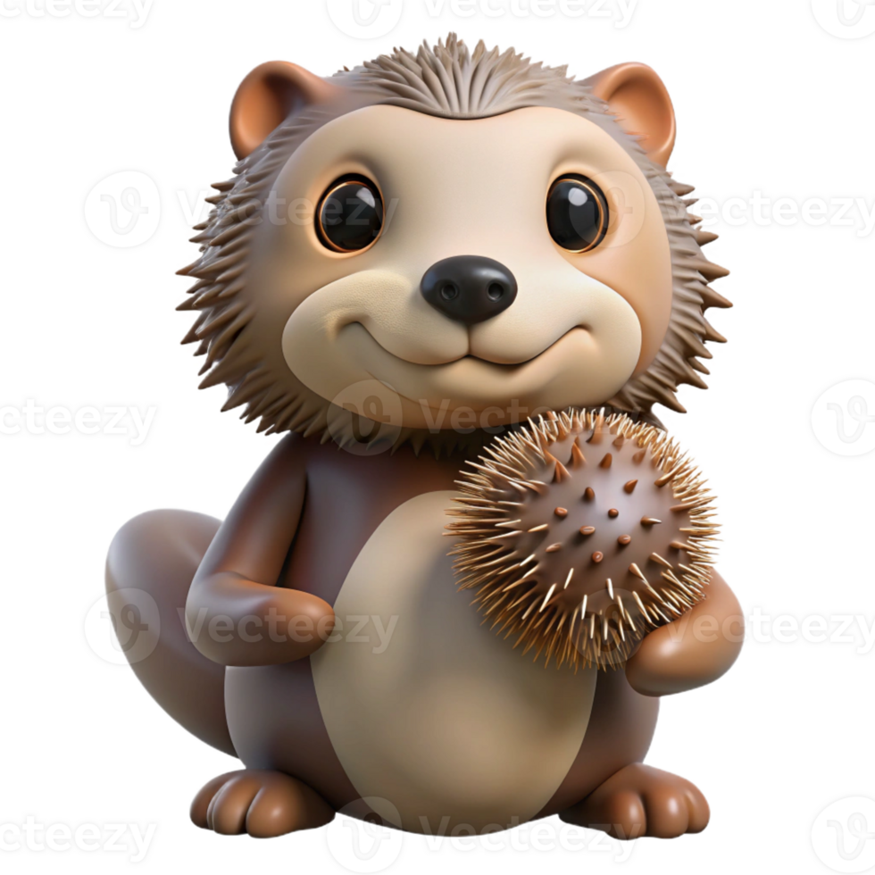 wonderful contemporary A playful sea otter holding a sea urchin, curious expression and wet fur, realistic style premium png