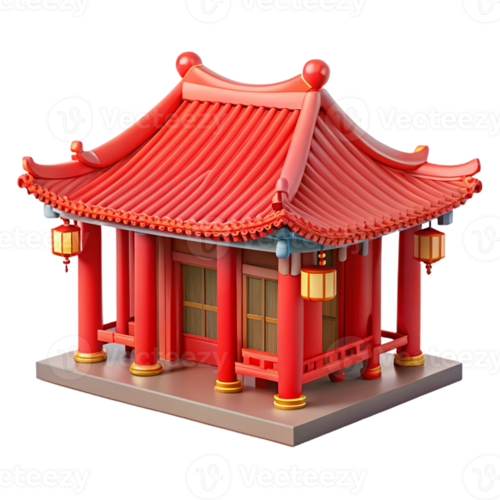 serene rustic A traditional Chinese courtyard house, red pillars, intricate latticework, peaceful, serene style genuine png