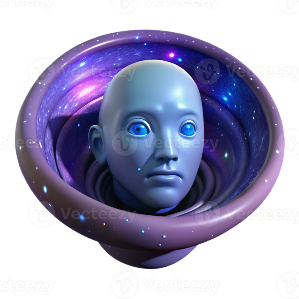 impressive creative Portrait of a face emerging from a swirling galaxy, cosmic lighting exclusive png