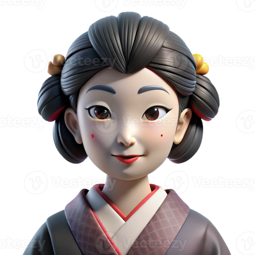 vibrant rustic A geisha with elaborate makeup and a silk kimono, a subtle smile, soft diffused lighting, traditional Japanese painting style detailed png
