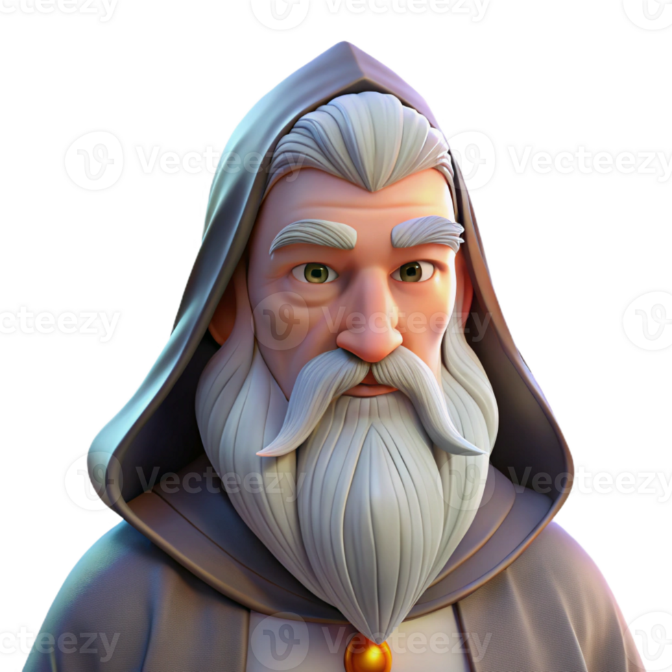 extraordinary abstract Portrait of a wise old wizard with a long white beard, soft candlelight, fantasy art style exclusive png
