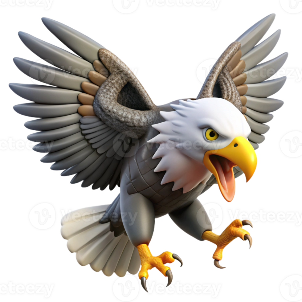 impressive minimalist A powerful bald eagle soaring through a stormy sky, clutching a fish in its talons, rendered in a dynamic comic book style detailed png