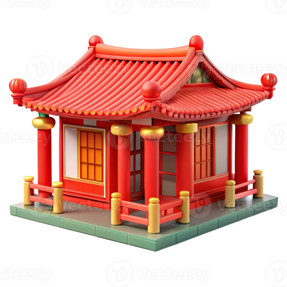 extraordinary abstract A traditional Chinese courtyard house, red pillars, intricate latticework, peaceful, serene style original png