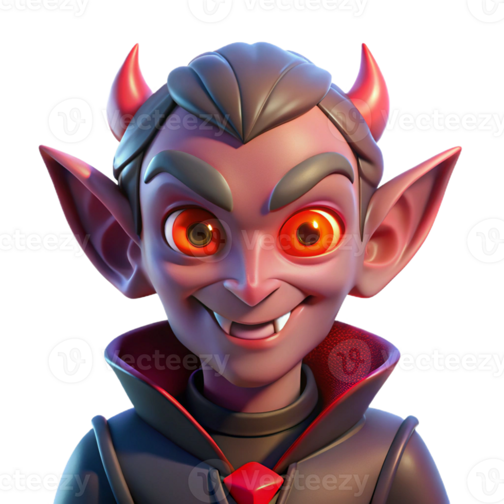 serene vintage Portrait of a mischievous imp with glowing red eyes, hellish lighting, dark fantasy style authentic png