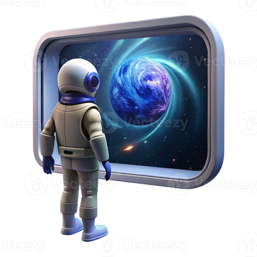 magnificent creative A lone astronaut gazing at a massive, swirling nebula through the window of a sleek spaceship, cosmic dust particles illuminated by starlight premium png