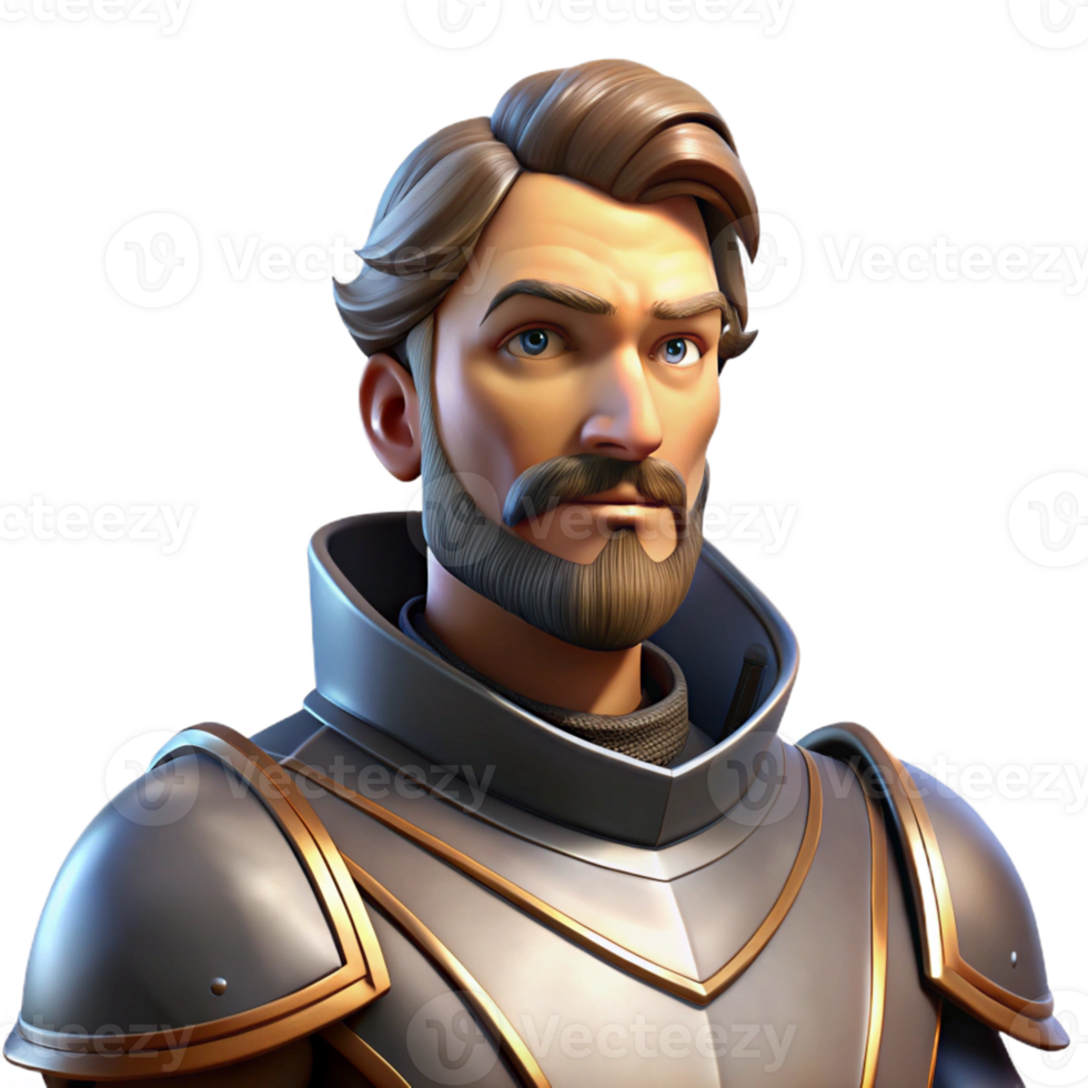 wonderful classic Portrait of a stoic knight in shining armor, dramatic chiaroscuro lighting, medieval painting style, premium png