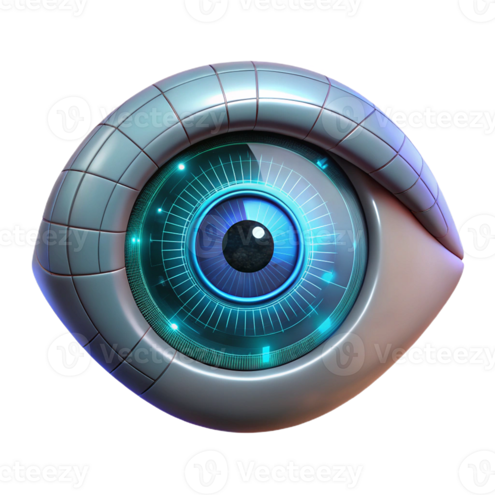 impressive contemporary A close-up of a human eye with a HUD interface overlaid, cyberpunk style, neon lighting authentic png