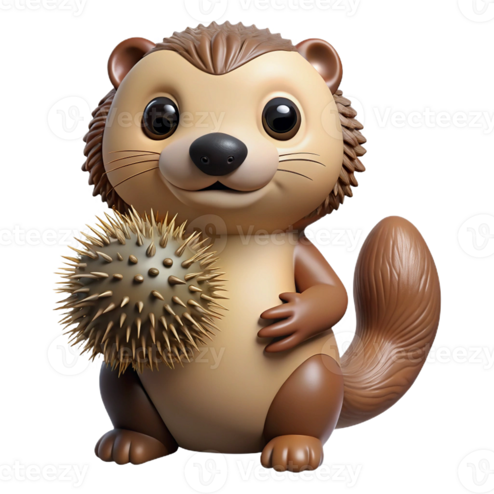 extraordinary minimalist A playful sea otter holding a sea urchin, curious expression and wet fur, realistic style original png