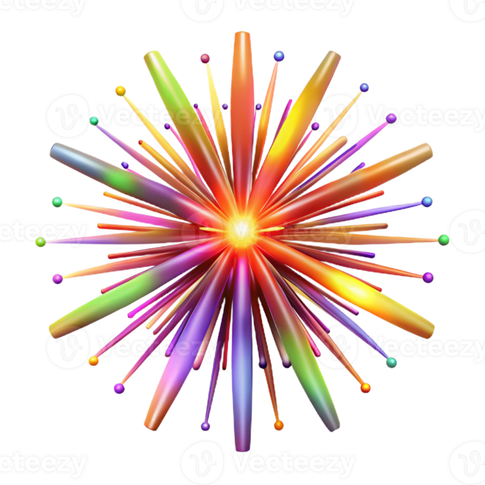 vibrant contemporary A chaotic explosion of light particles, resembling a firework display, with vibrant, multicolored sparks 4K png