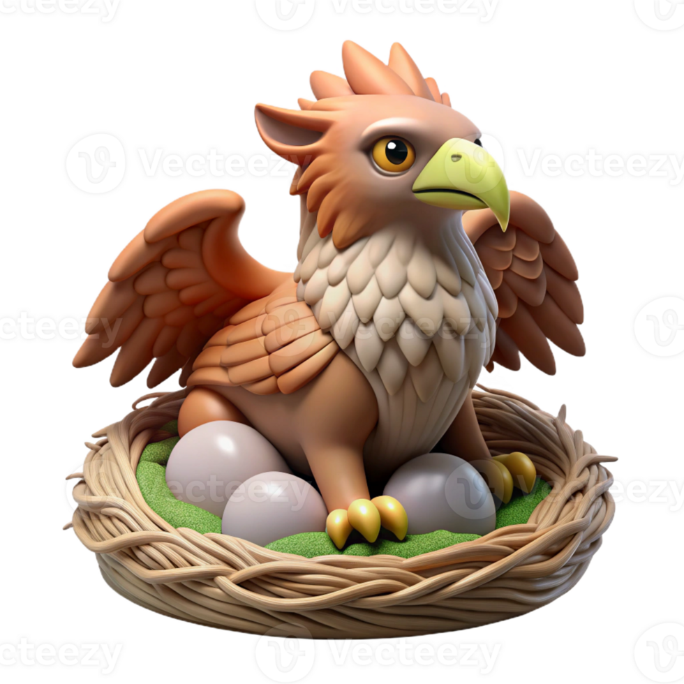 serene artistic A griffin protecting its nest, soft and protective, realism style 4K png