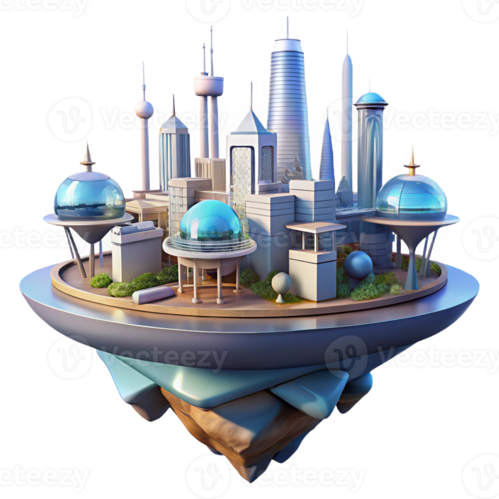 vibrant traditional A floating city with interconnected platforms, futuristic architecture, bright sunlight, utopian setting genuine png