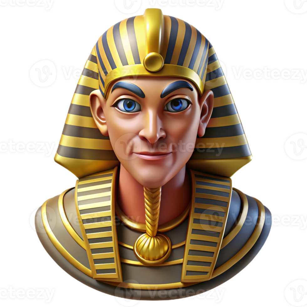 dramatic modern A proud Egyptian pharaoh Tutankhamun wearing his golden death mask, hieroglyphs glowing faintly, ancient Egyptian tomb painting style, dim lighting, detailed png