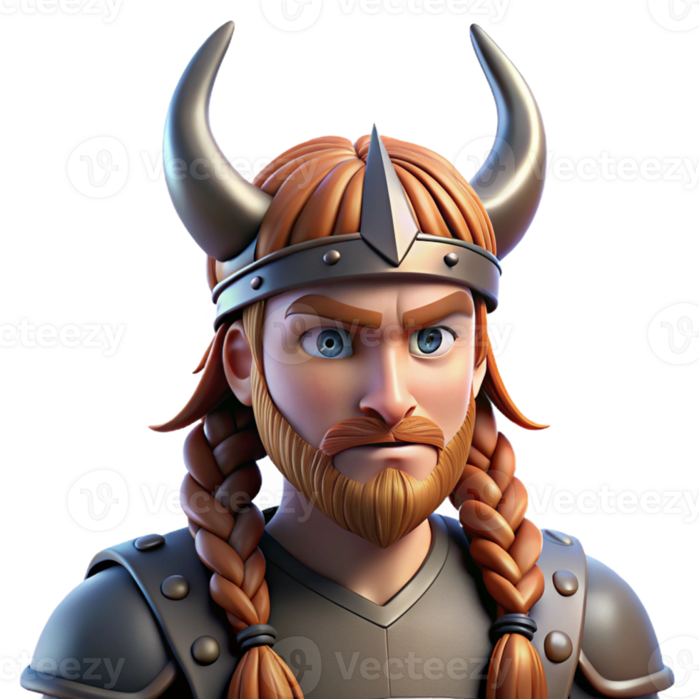 magnificent abstract Portrait of a fierce Viking warrior with braided hair and a horned helmet, harsh, cold lighting, realistic historical style, detailed png