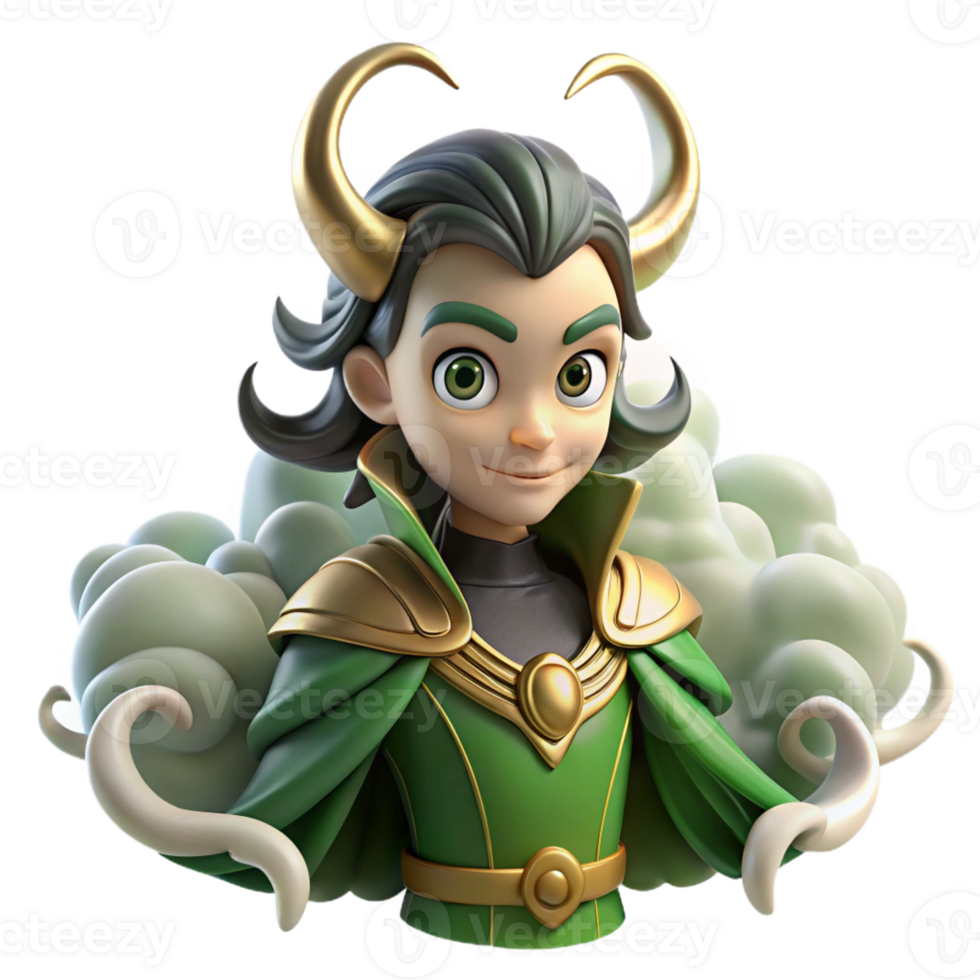 extraordinary artistic A mischievous Loki transforming into a raven, surrounded by swirling mists, Norse mythology style exclusive png