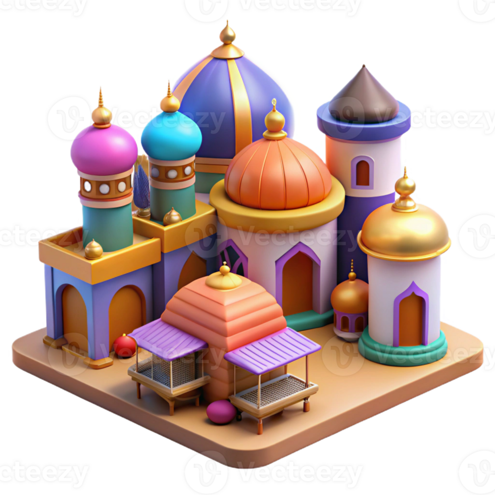elegant rustic A bustling marketplace in a Middle Eastern city, vibrant colors, intricate architecture, professional png