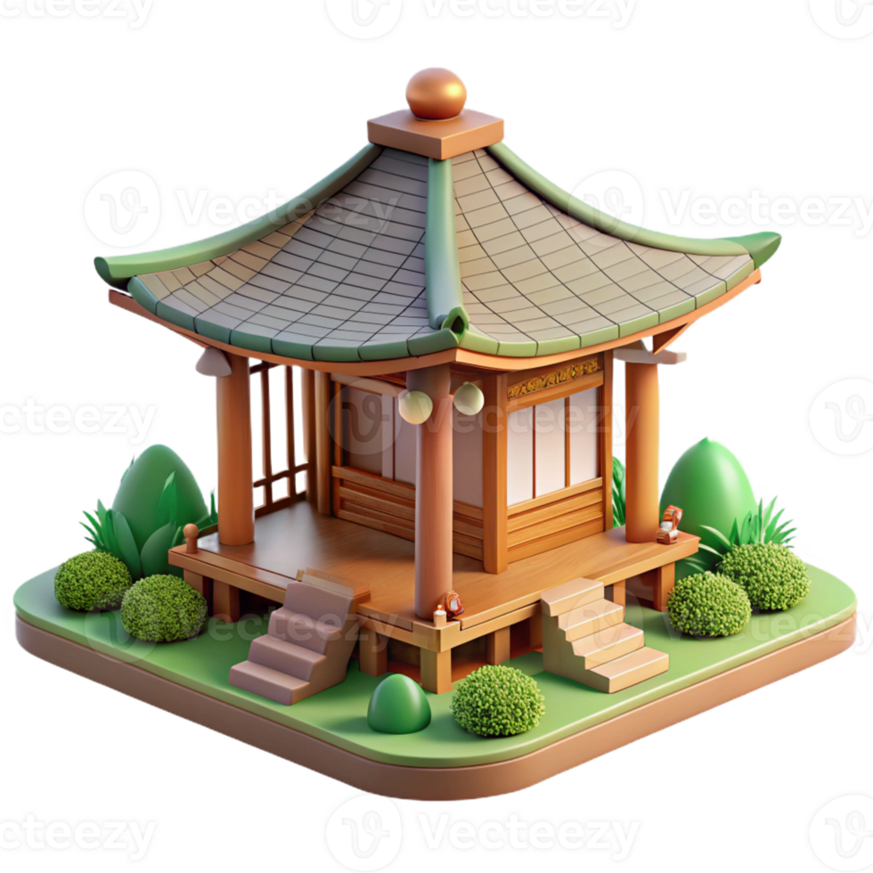 vibrant vintage Japanese tea house, delicate wooden structure, tranquil garden setting, soft natural light, peaceful atmosphere, traditional Japanese art style, original png