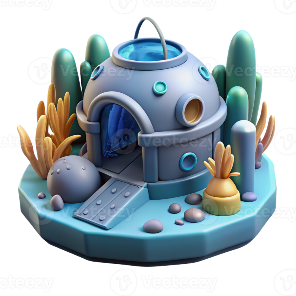 magnificent minimalist A futuristic underwater research facility, deep sea setting, sci-fi art, high quality png