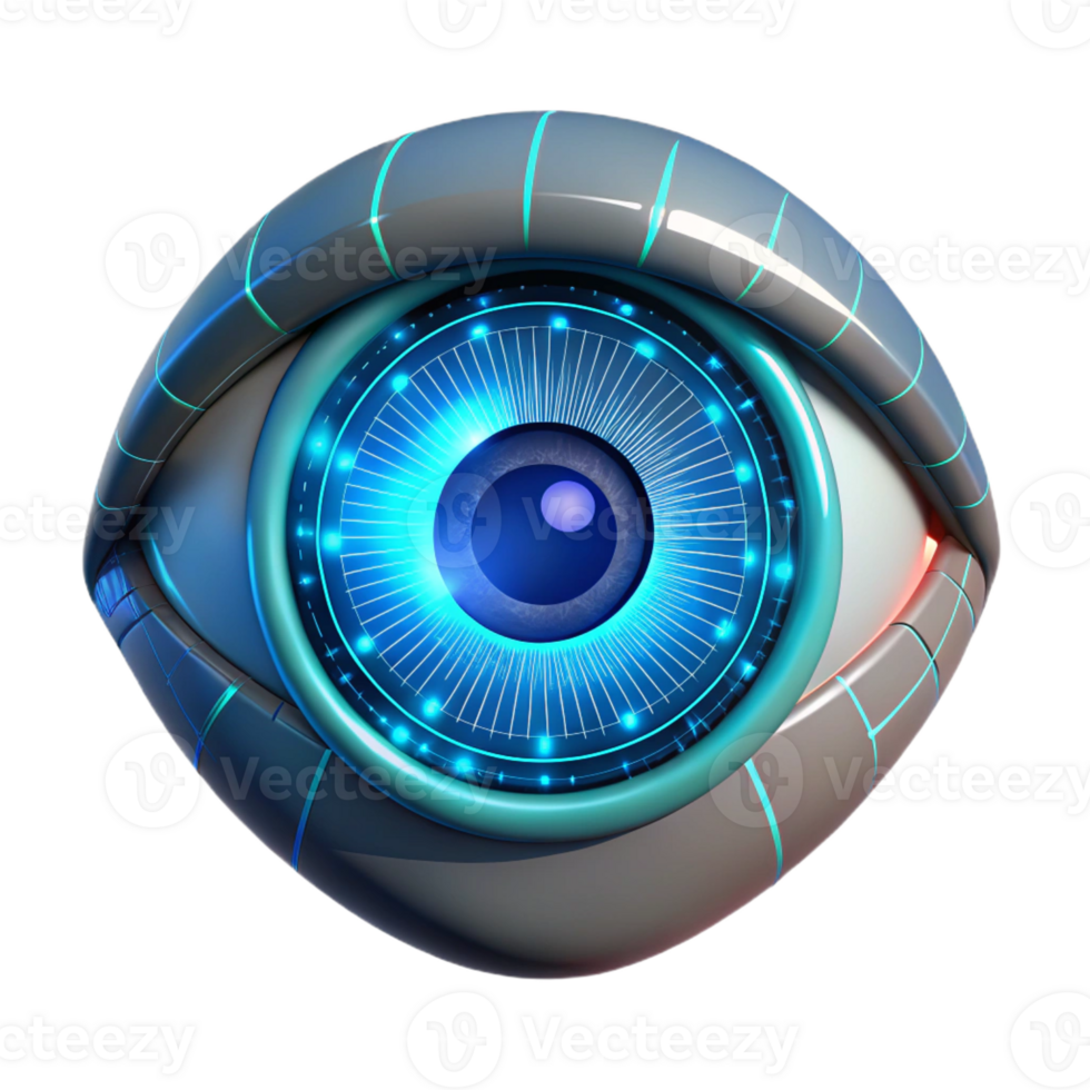 elegant abstract A close-up of a human eye with a HUD interface overlaid, cyberpunk style, neon lighting detailed png